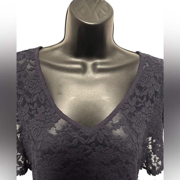 H&M L.O.G.G. Navy Lace Shirt with Loose Sleeves - Picture 2 of 7